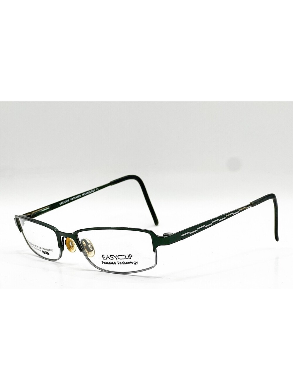 Easyclip Q 4067 60 Satin Olive Green Silver Eyeglasses W/ Clip 52-17-140